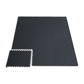 0.56 Inch Thick Gym Floor Mats, 6 Tiles Rubber Top with EVA Foam, 25" x 25" Gym Flooring Workout Mats with 25 sq.ft Coverage