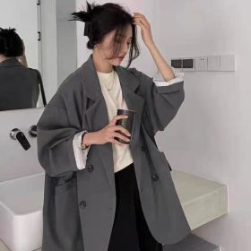 New Women's Coffee Suit Jacket Spring And Autumn (Option: Dark Grey-M)